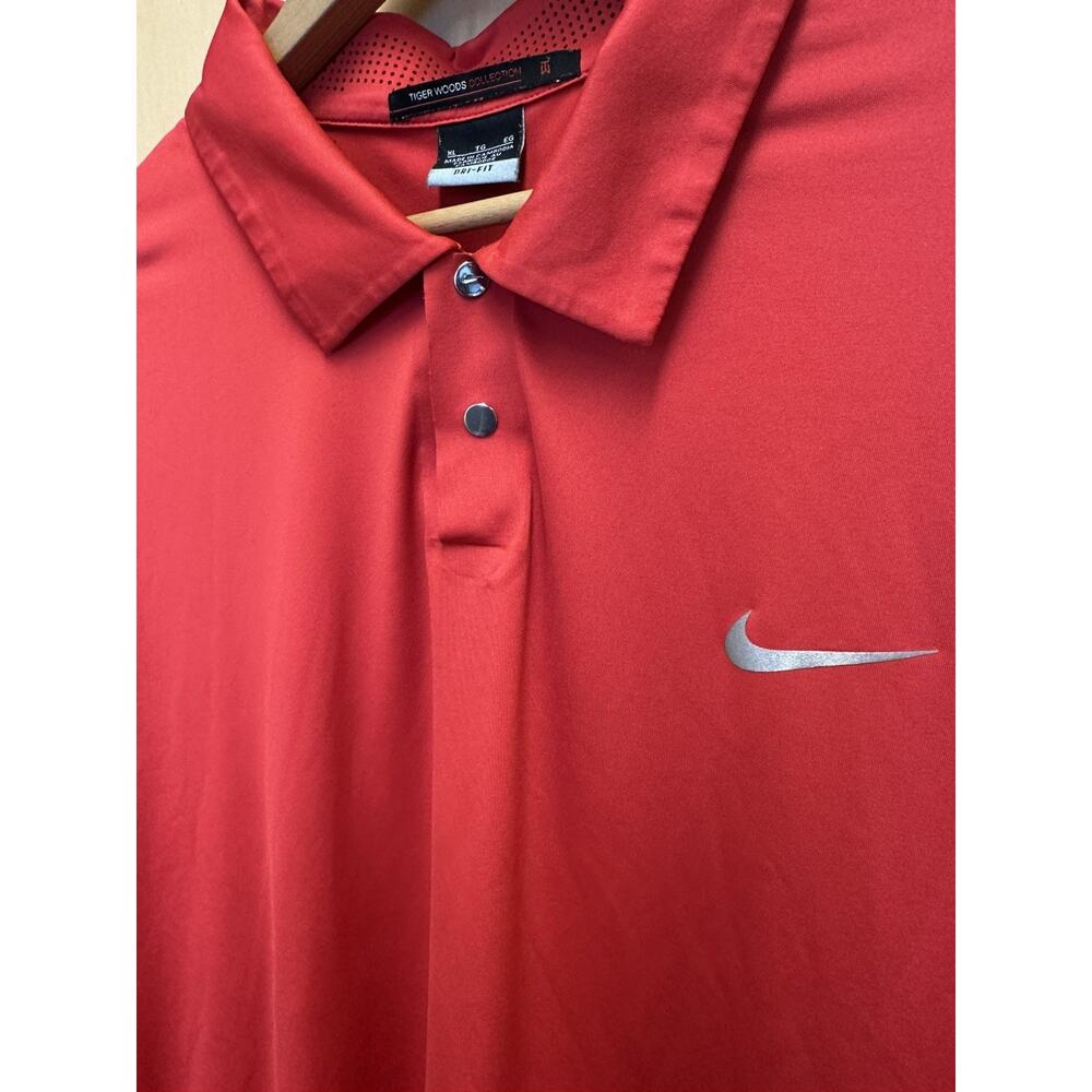 Nike Tiger Woods Collection Red Golf Polo Shirt XL Snap Front Dri-Fit 509160-694